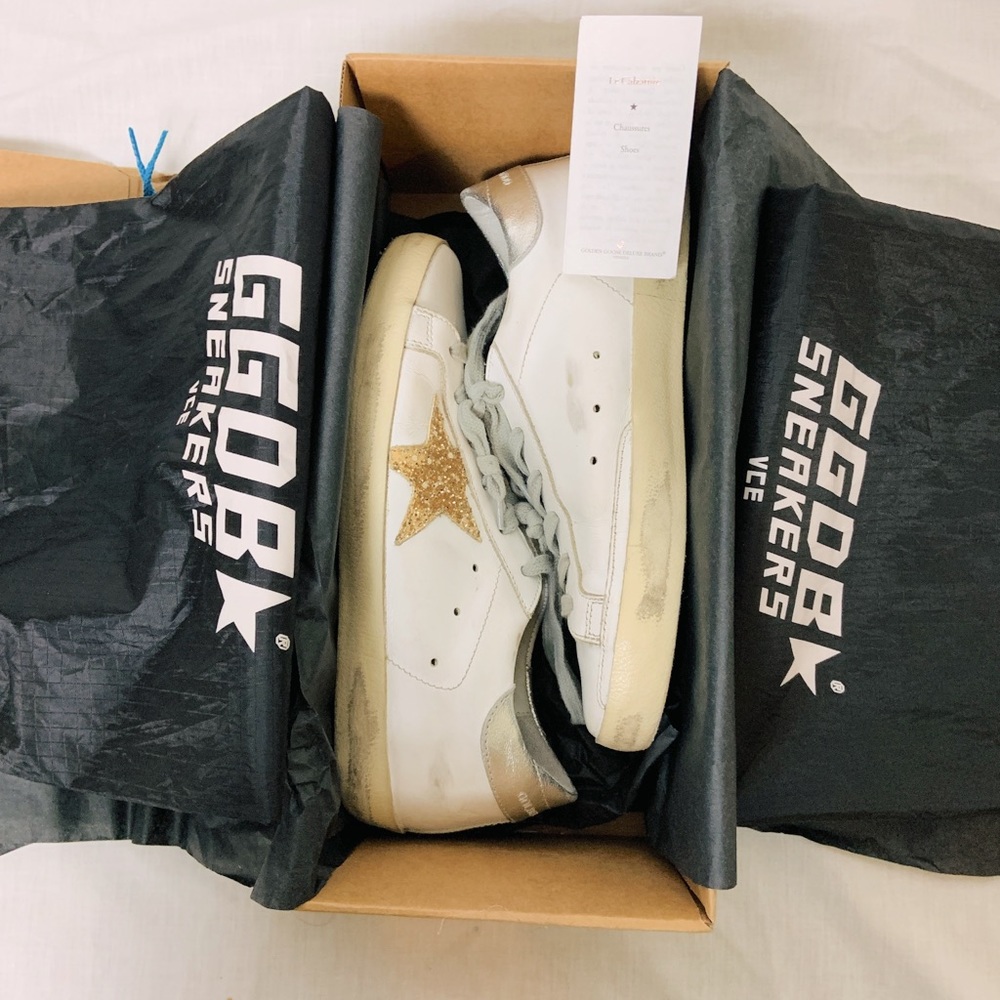 Golden Goose Sneakers with Gold Glitter Star Size EU36